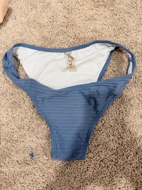 SHEIN Dusty Blue Ribbed Girls Bikini Bottom